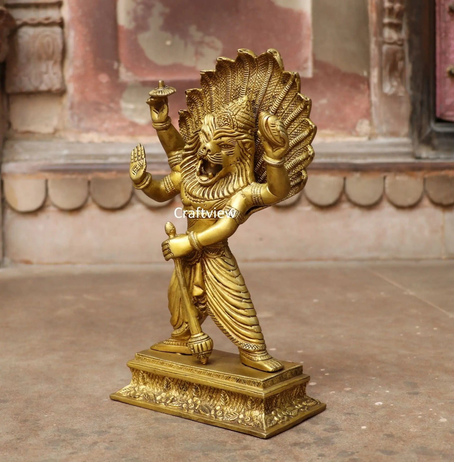 Lord Vishnu's Narasimha Avatara Brass Statue craftsview