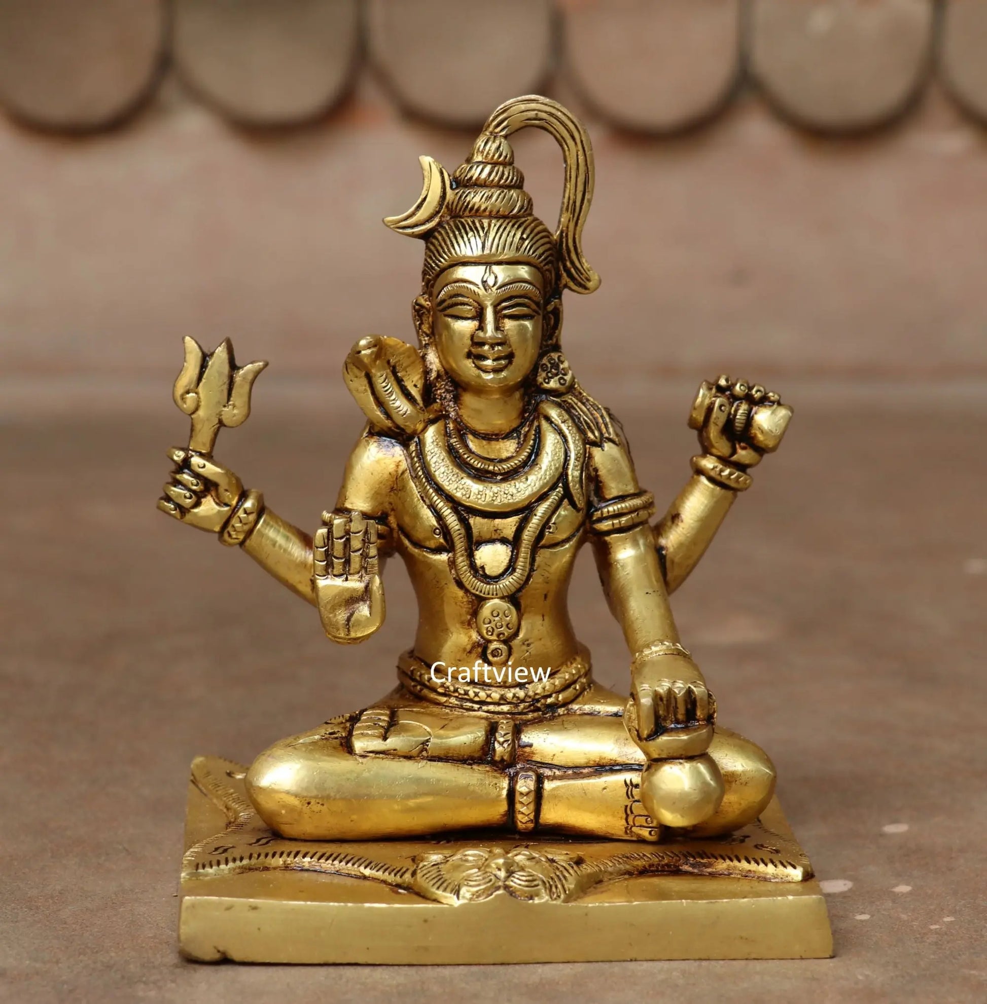 6" Brass Superfine Lord Shiva Sculpture Craftsview