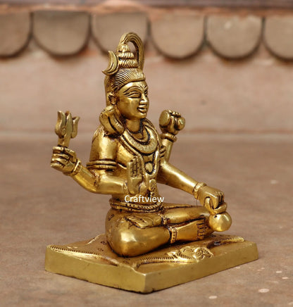 6" Brass Superfine Lord Shiva Sculpture Craftsview