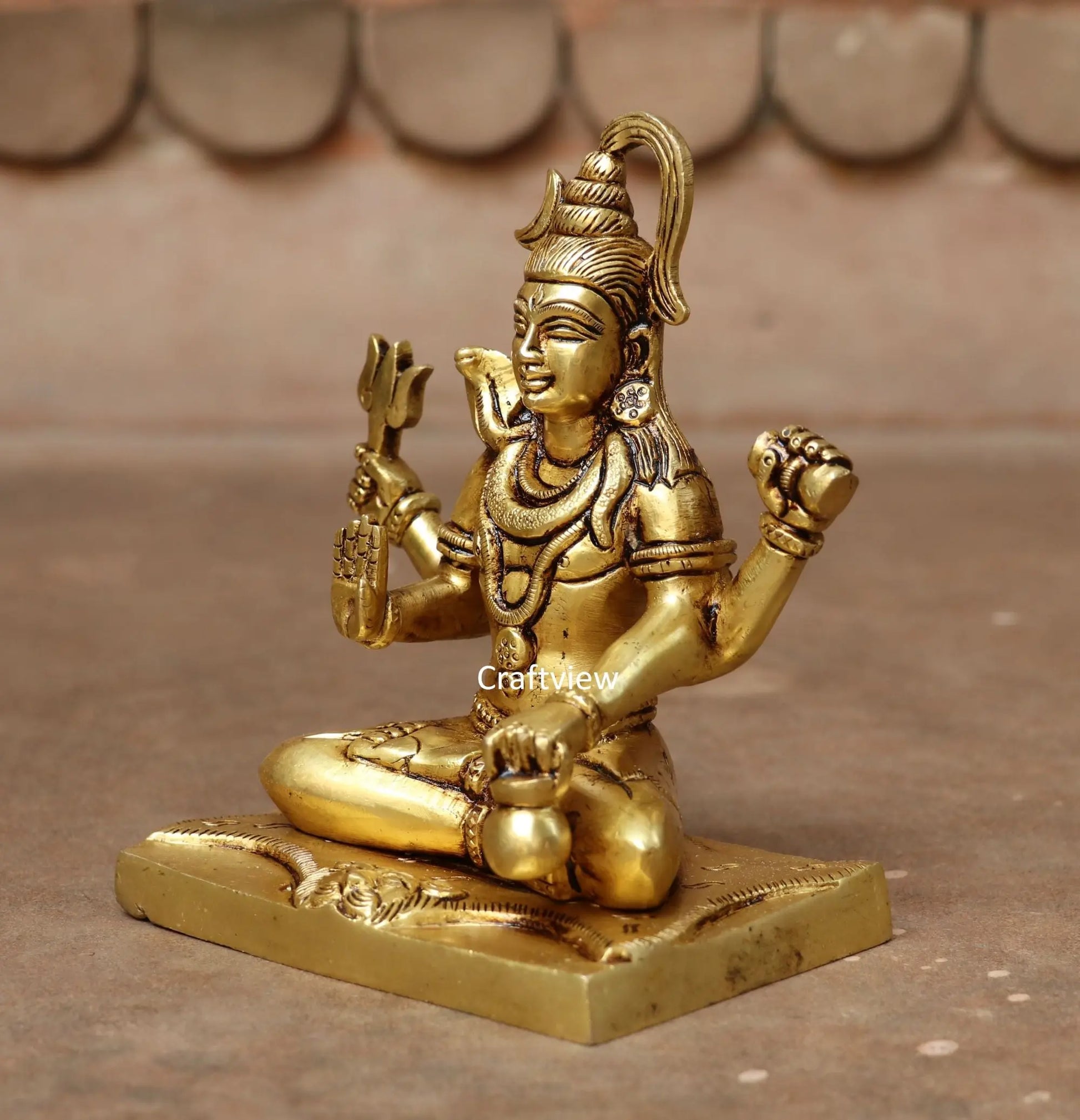 6" Brass Superfine Lord Shiva Sculpture Craftsview