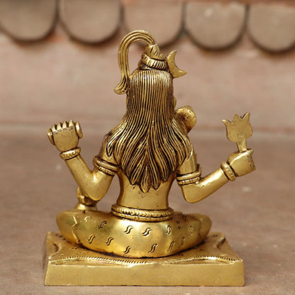 6" Brass Superfine Lord Shiva Sculpture Craftsview