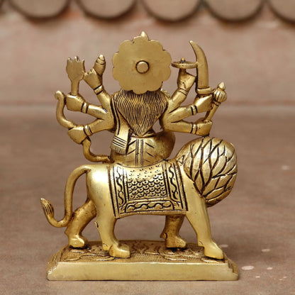 6" Superfine  Brass beautiful statue of Ma Sherawali Craftsview