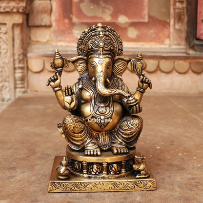 Brass Lord Ganesh Statue 11" craftsview