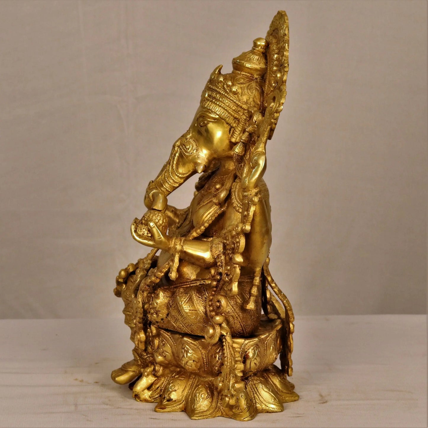 Lord Ganesha Statue Seated On Lotus Base 16" craftsview