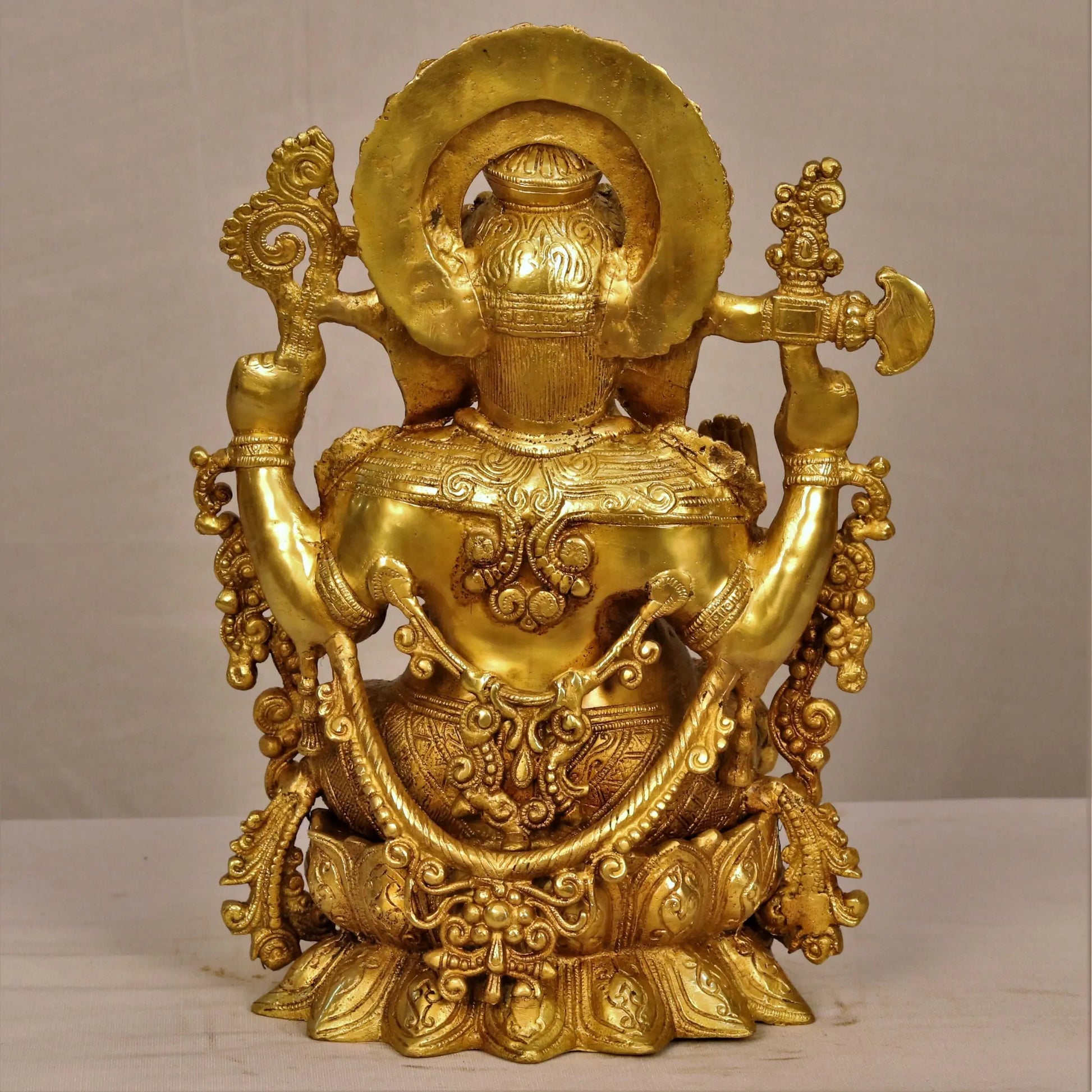 Lord Ganesha Statue Seated On Lotus Base 16" craftsview