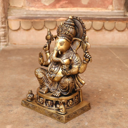 Brass Lord Ganesh Statue 11" craftsview