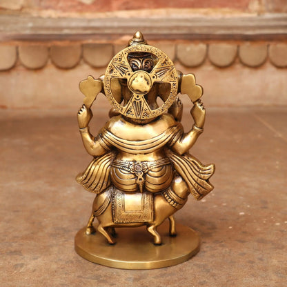 Brass Lord Ganesha Statue Sited On Musak 11" craftsview