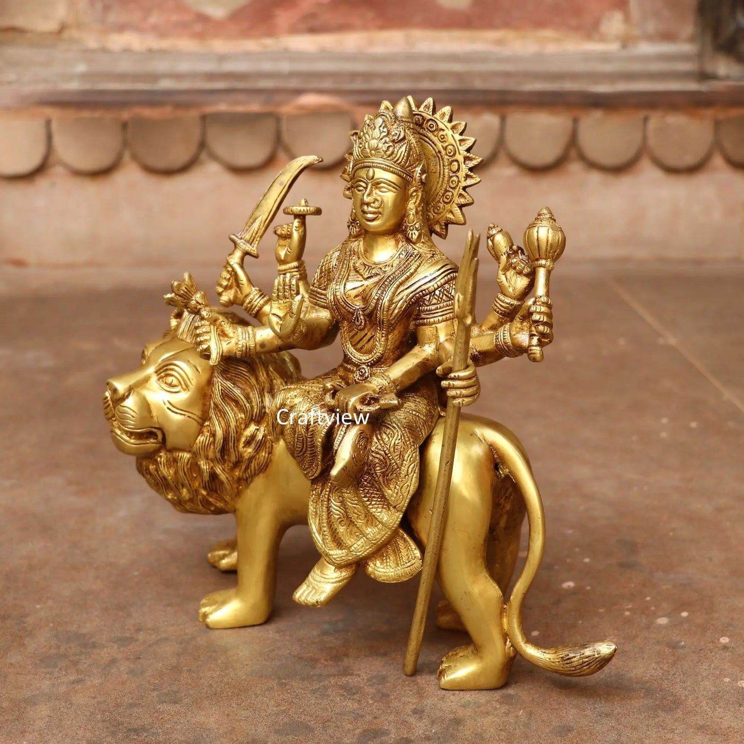 beautiful statue of Ma Sherawali Durga 10" Craftsview