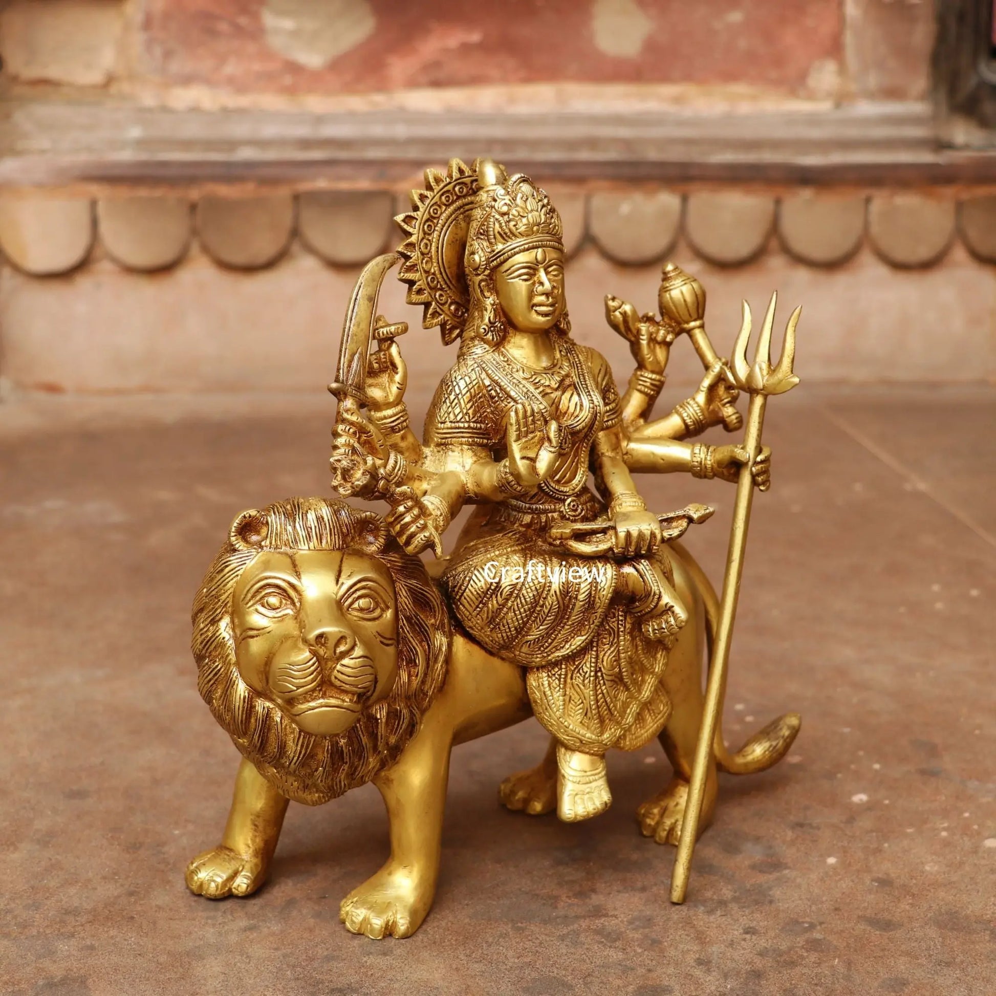 beautiful statue of Ma Sherawali Durga 10" Craftsview