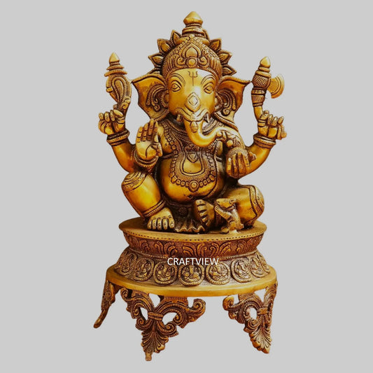 Brass Lord Ganesh Sculpture 14" craftsview