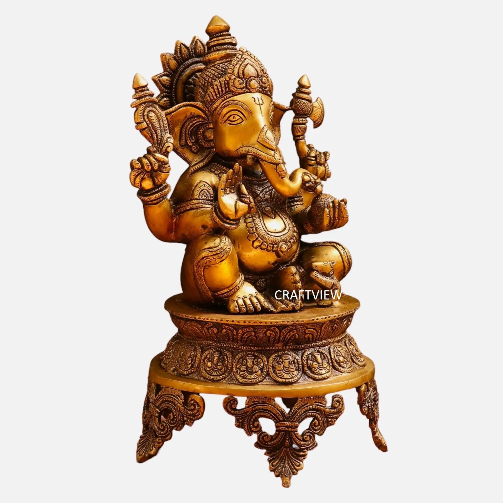 Brass Lord Ganesh Sculpture 14" craftsview