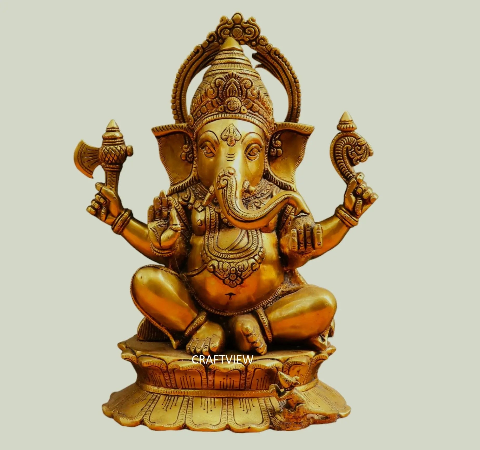 Brass Lord Ganesh Statue 14.5" craftsview