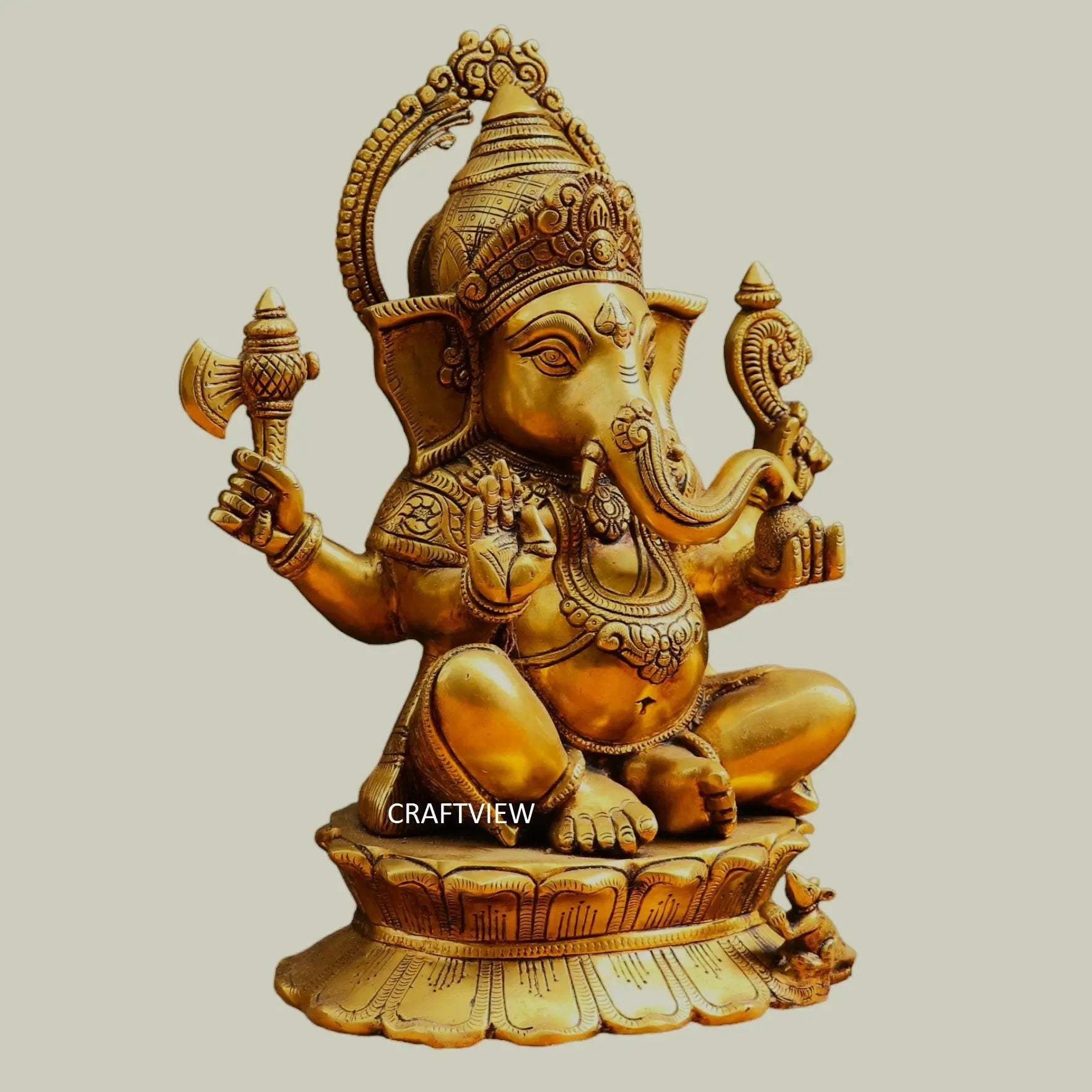 Brass Lord Ganesh Statue 14.5" craftsview