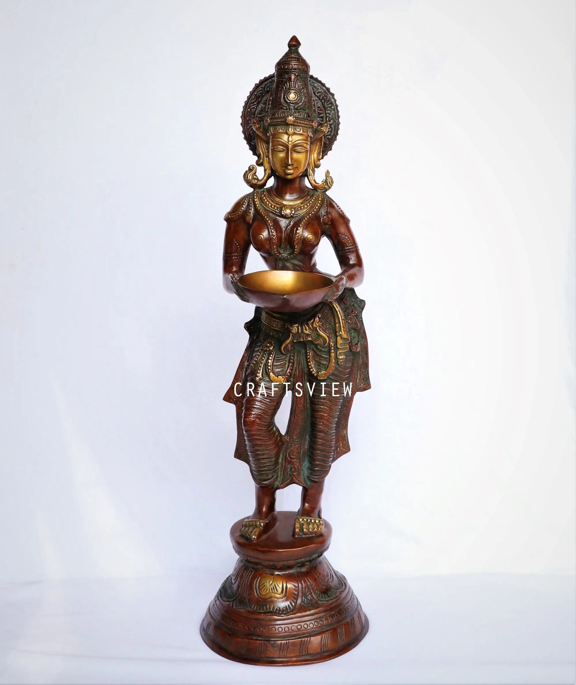 Brass Deeplakshmi Statue 28" craftsview