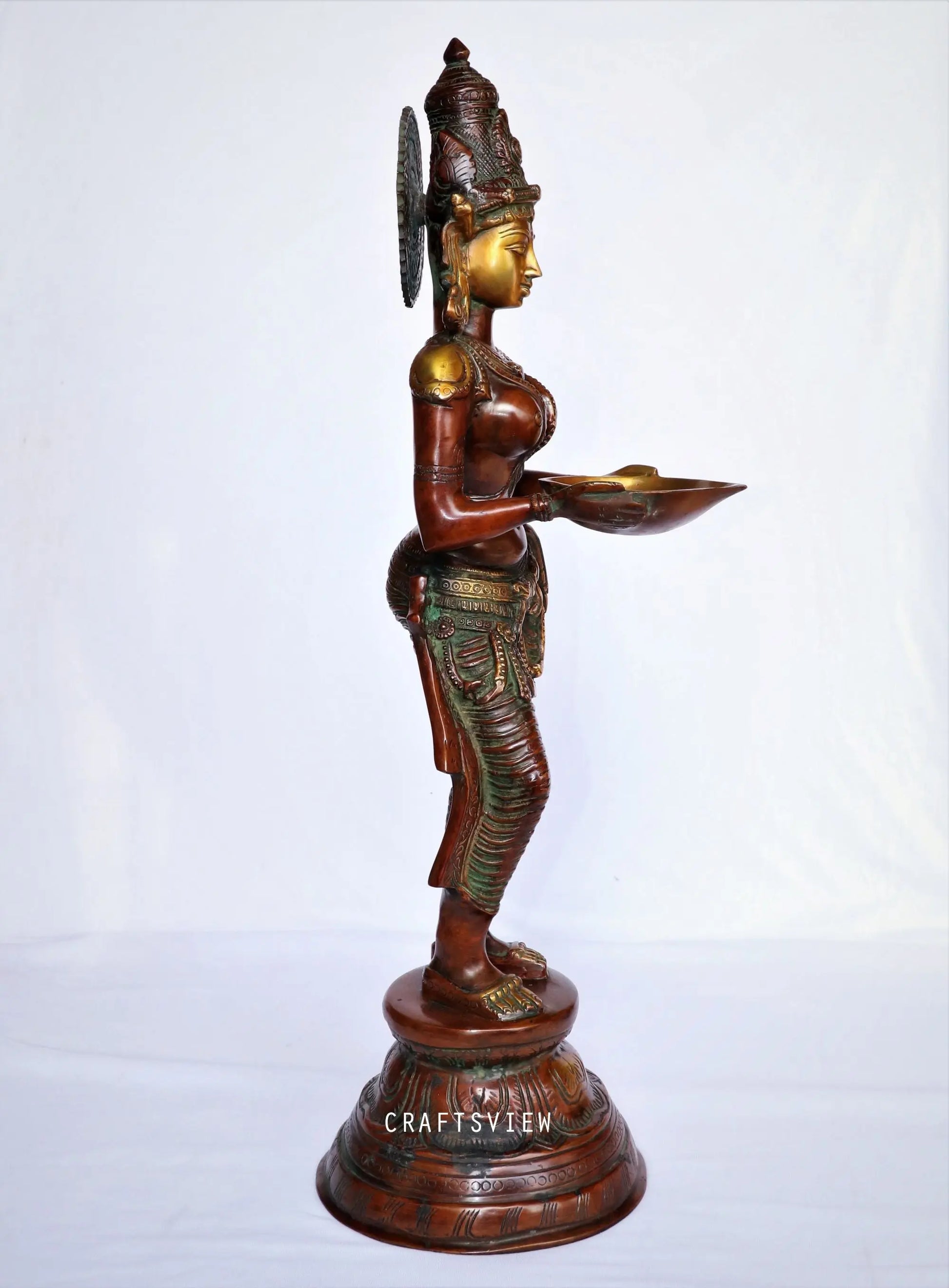 Brass Deeplakshmi Statue 28" craftsview