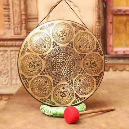 Auspicious Symbol Healing Gong for Meditation in Bronze 51 cm Craftsview