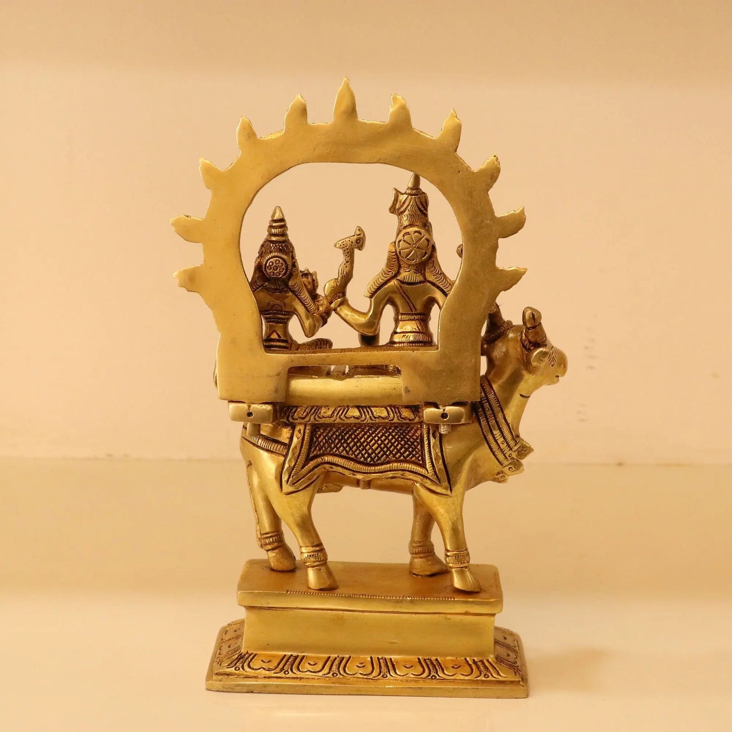 9" Brass Shiva Gauri with Nandi Prabhavali Craftsview