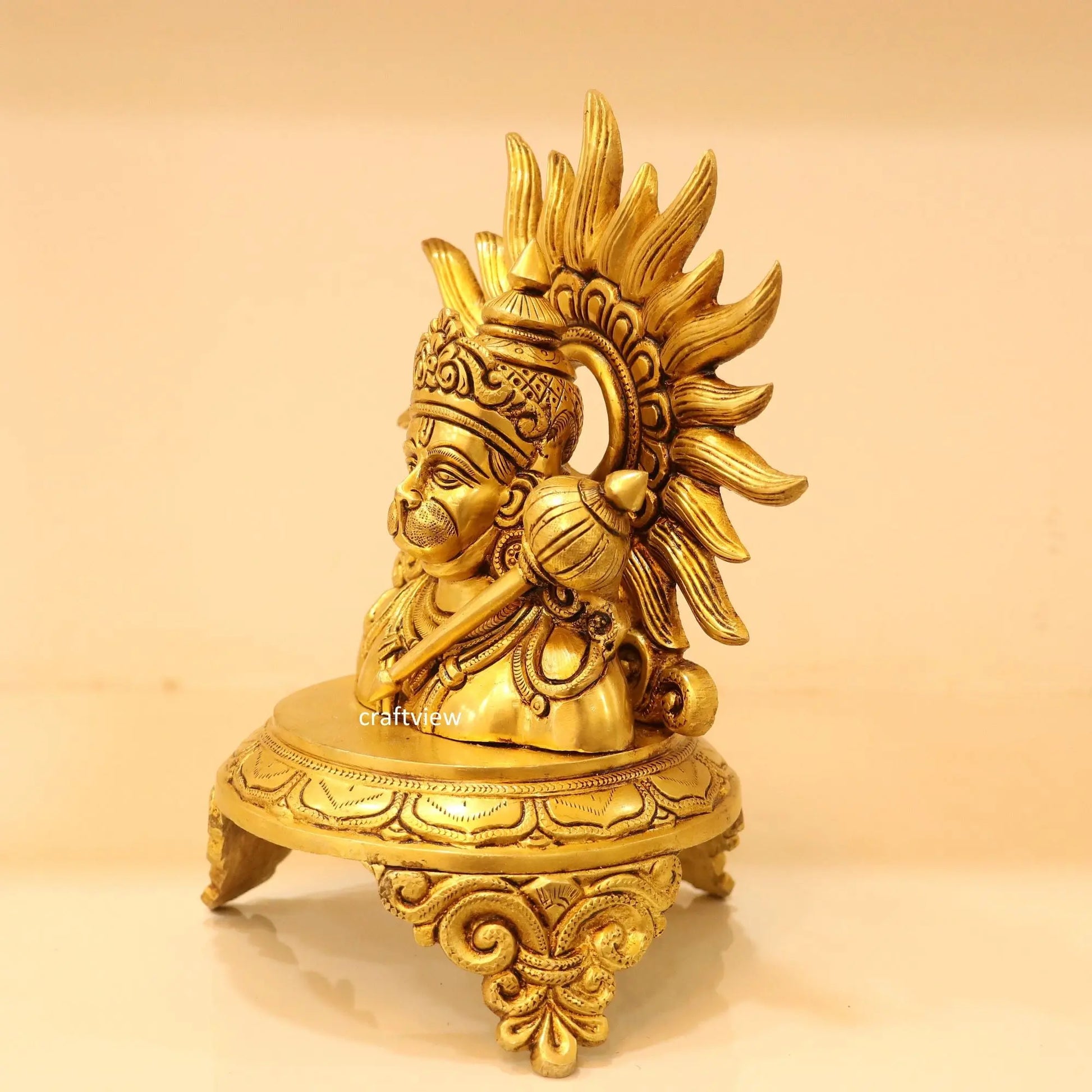 9.5" Brass Lord Hanuman Idol Craftsview