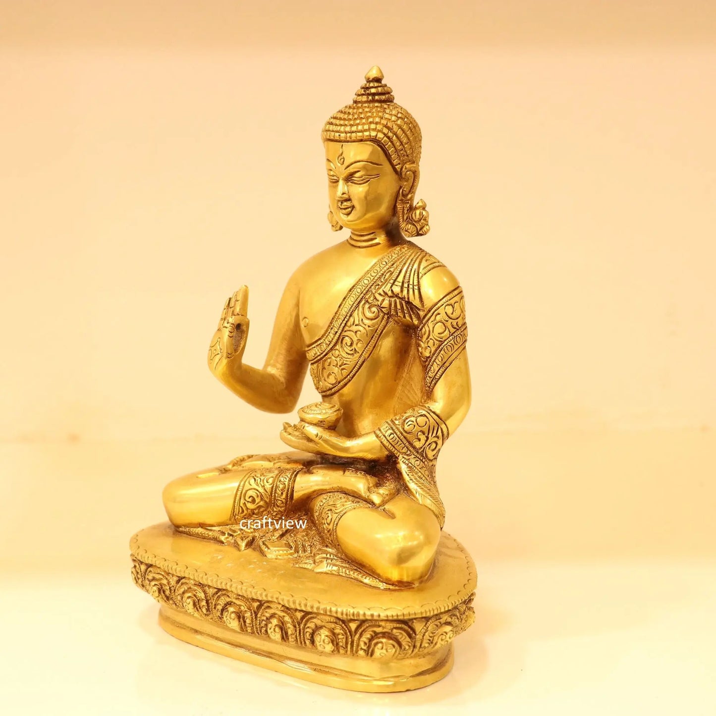 8.5" Brass Buddha Blessing Statue Craftsview