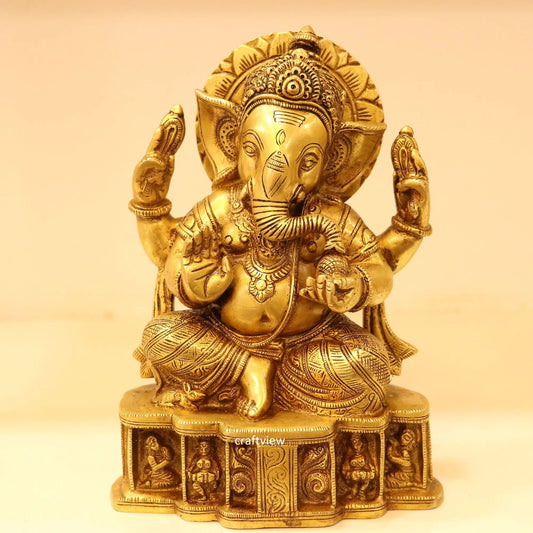 9" Brass Lord Ganesh Statue Craftsview