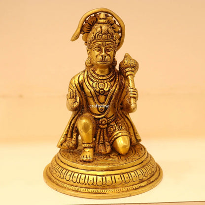 7" Brass Hanuman Sitting On Base Craftsview