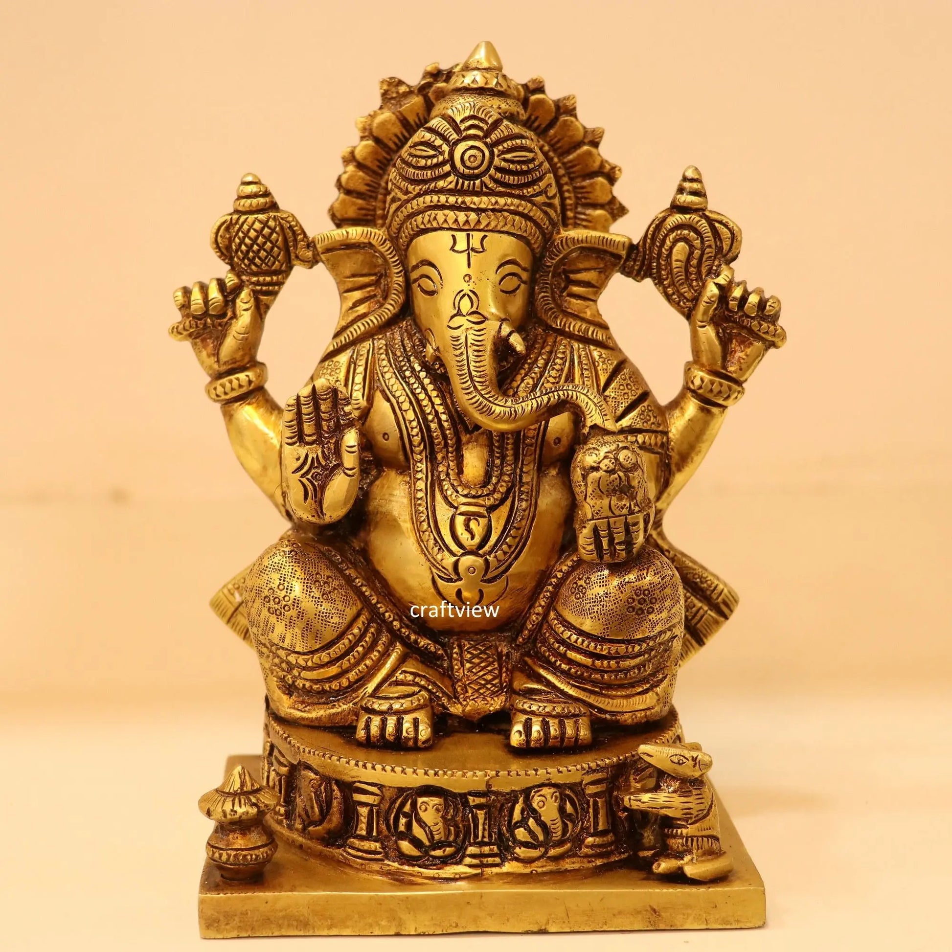 7" Brass Lord Ganesh Statue super fine Craftsview