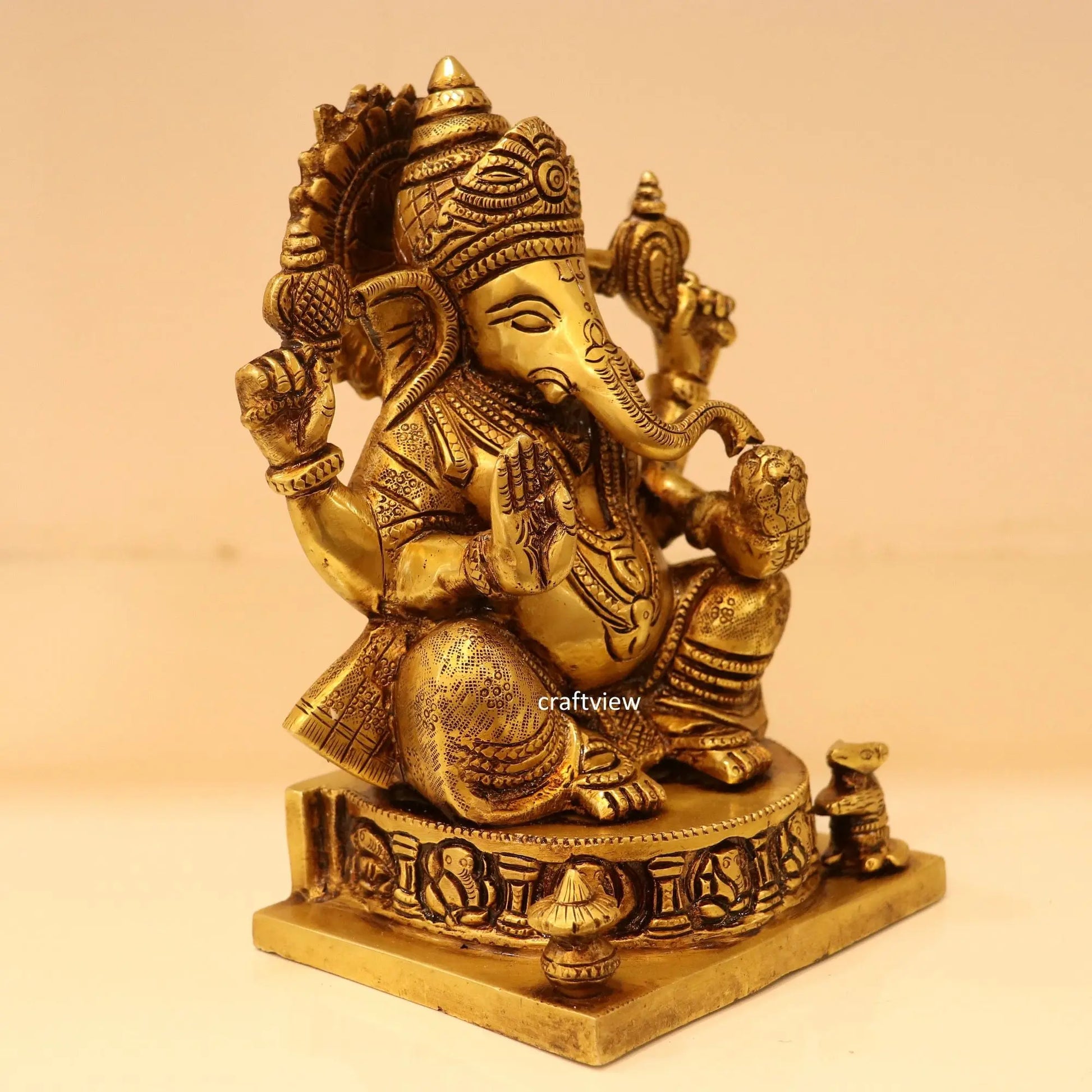 7" Brass Lord Ganesh Statue super fine Craftsview