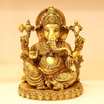 9.5"  Brass Lord Ganesh Statue super fine Craftsview