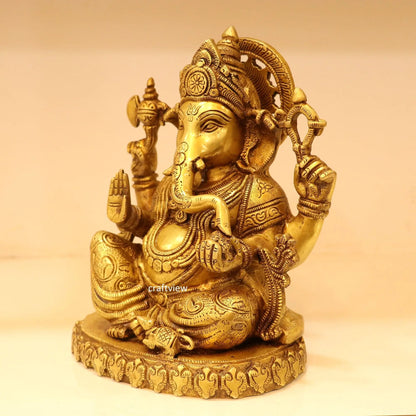 9.5"  Brass Lord Ganesh Statue super fine Craftsview