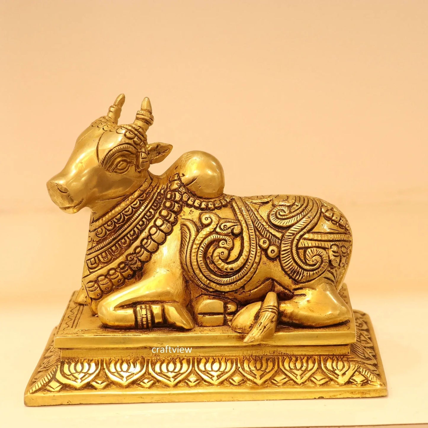 6" Brass Nandi Figurine Craftsview