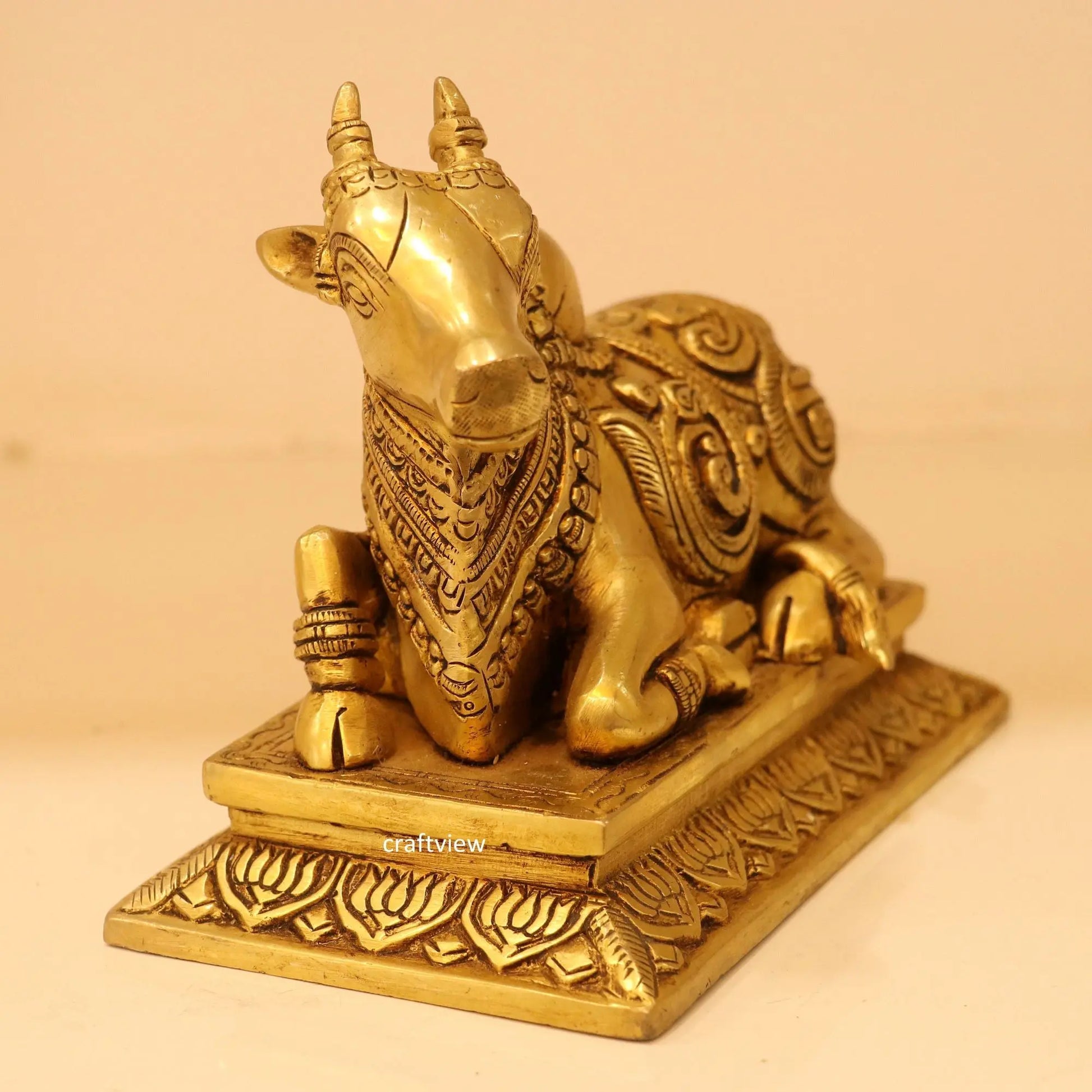 6" Brass Nandi Figurine Craftsview