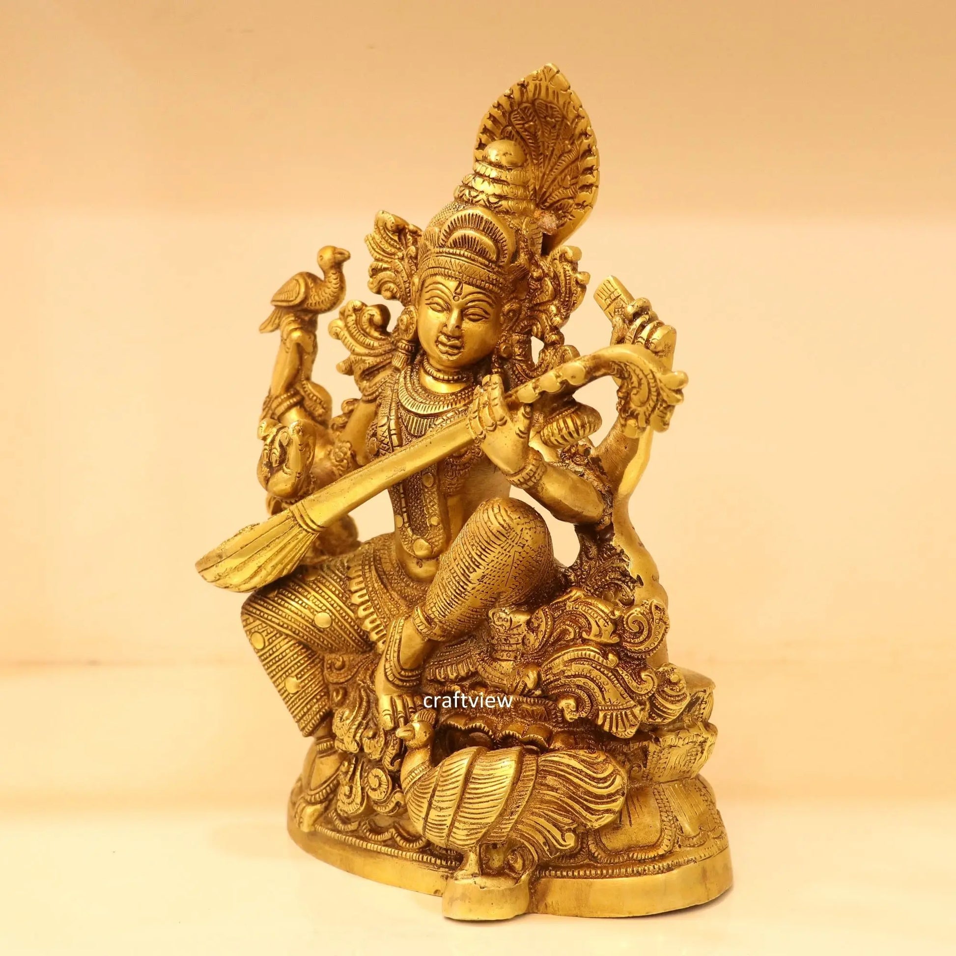 Brass Sarasvati Chola Statue Fine Carving Craftsview