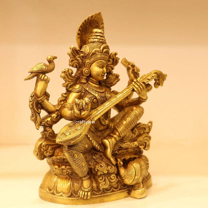 Brass Sarasvati Chola Statue Fine Carving Craftsview