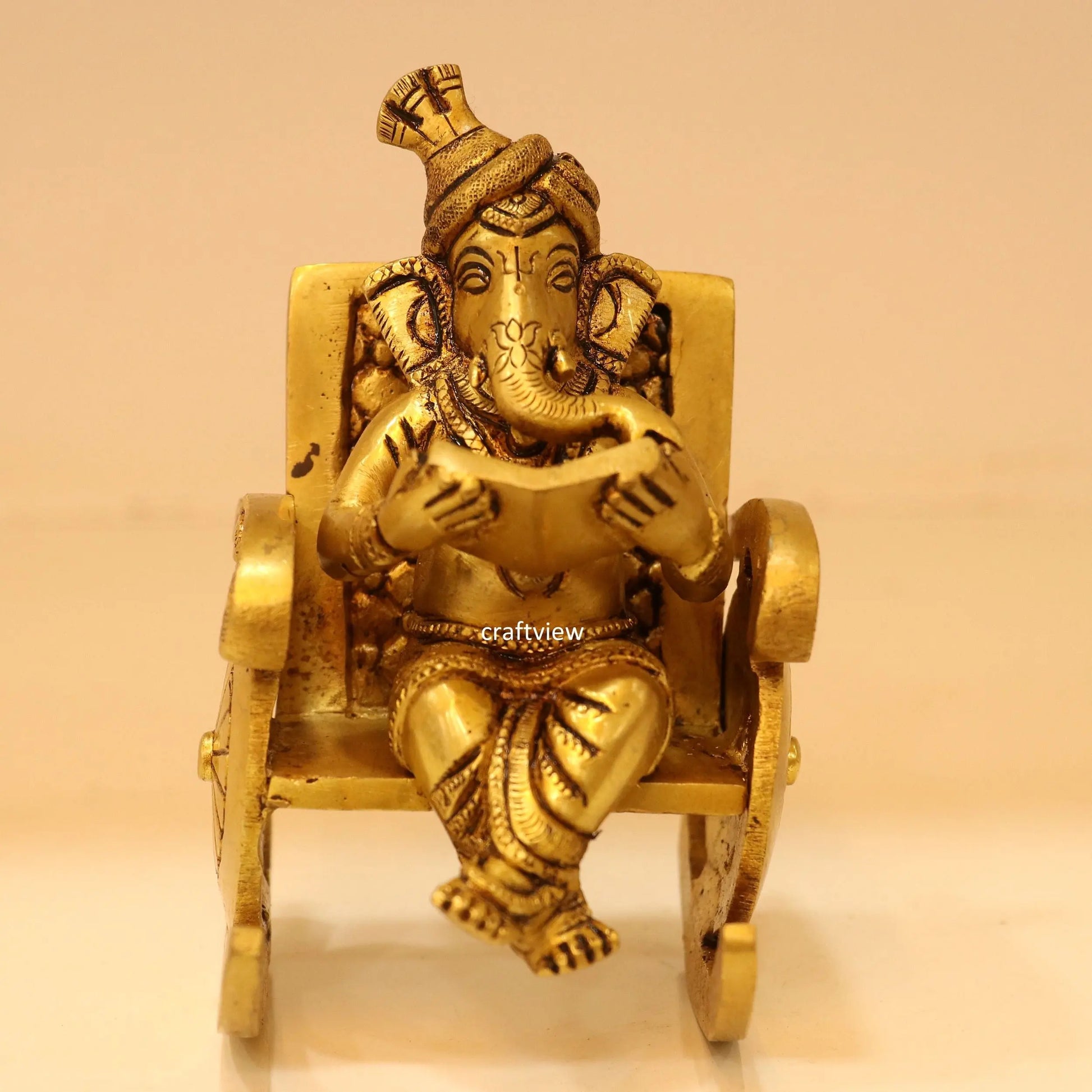 5.5" Superfine  Brass Rocking Ganesh Idols Craftsview