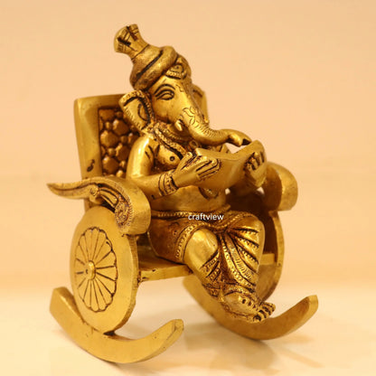 5.5" Superfine  Brass Rocking Ganesh Idols Craftsview