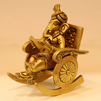 5.5" Superfine  Brass Rocking Ganesh Idols Craftsview