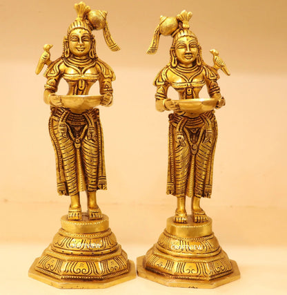 Brass Deep Lakshmi Statues 2 Peace of Set 11" Craftsview