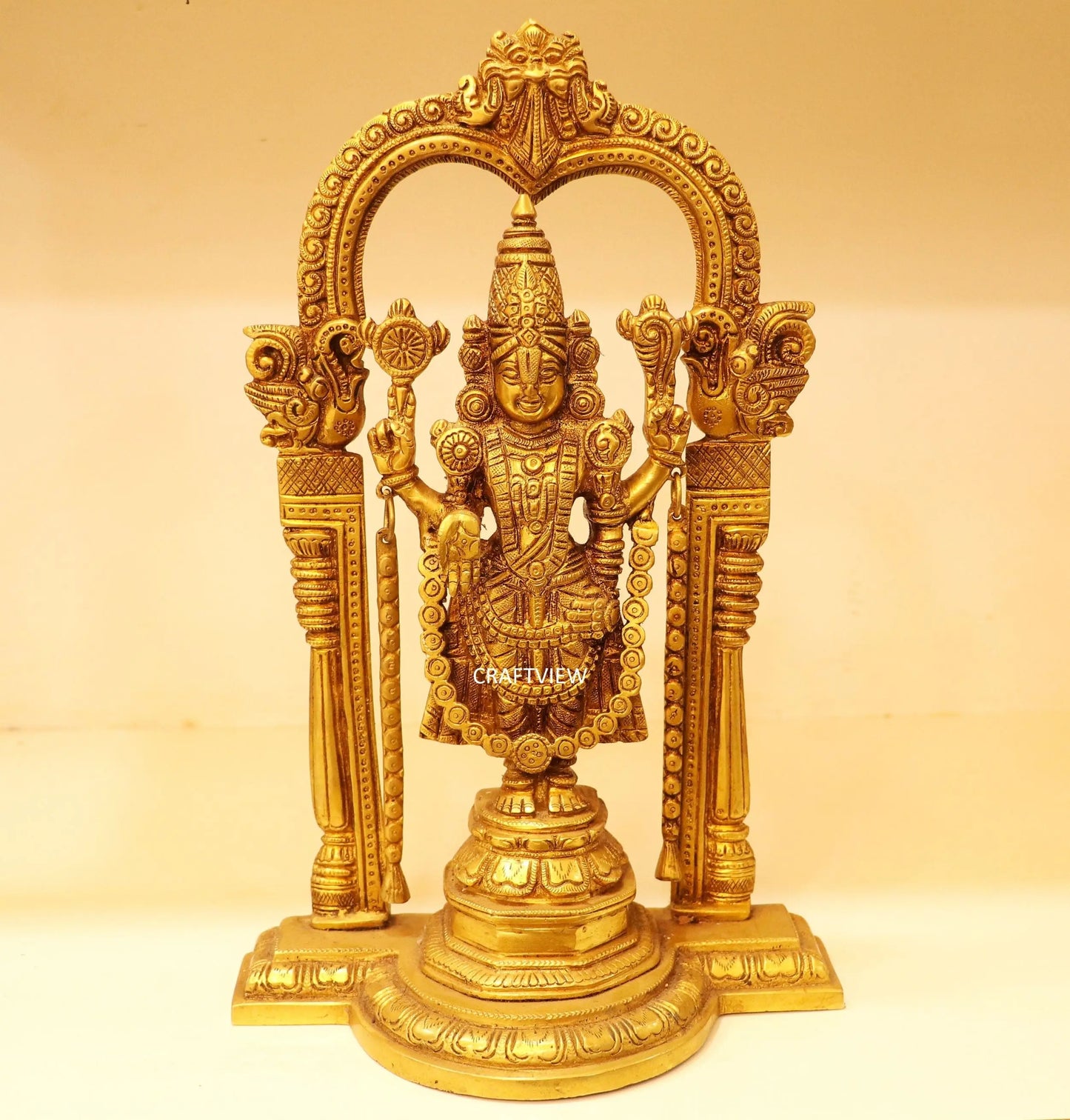 Brass Tirupati Balaji Venkateshwara Statue 13" Craftsview