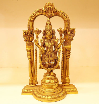 Brass Tirupati Balaji Venkateshwara Statue 13" Craftsview