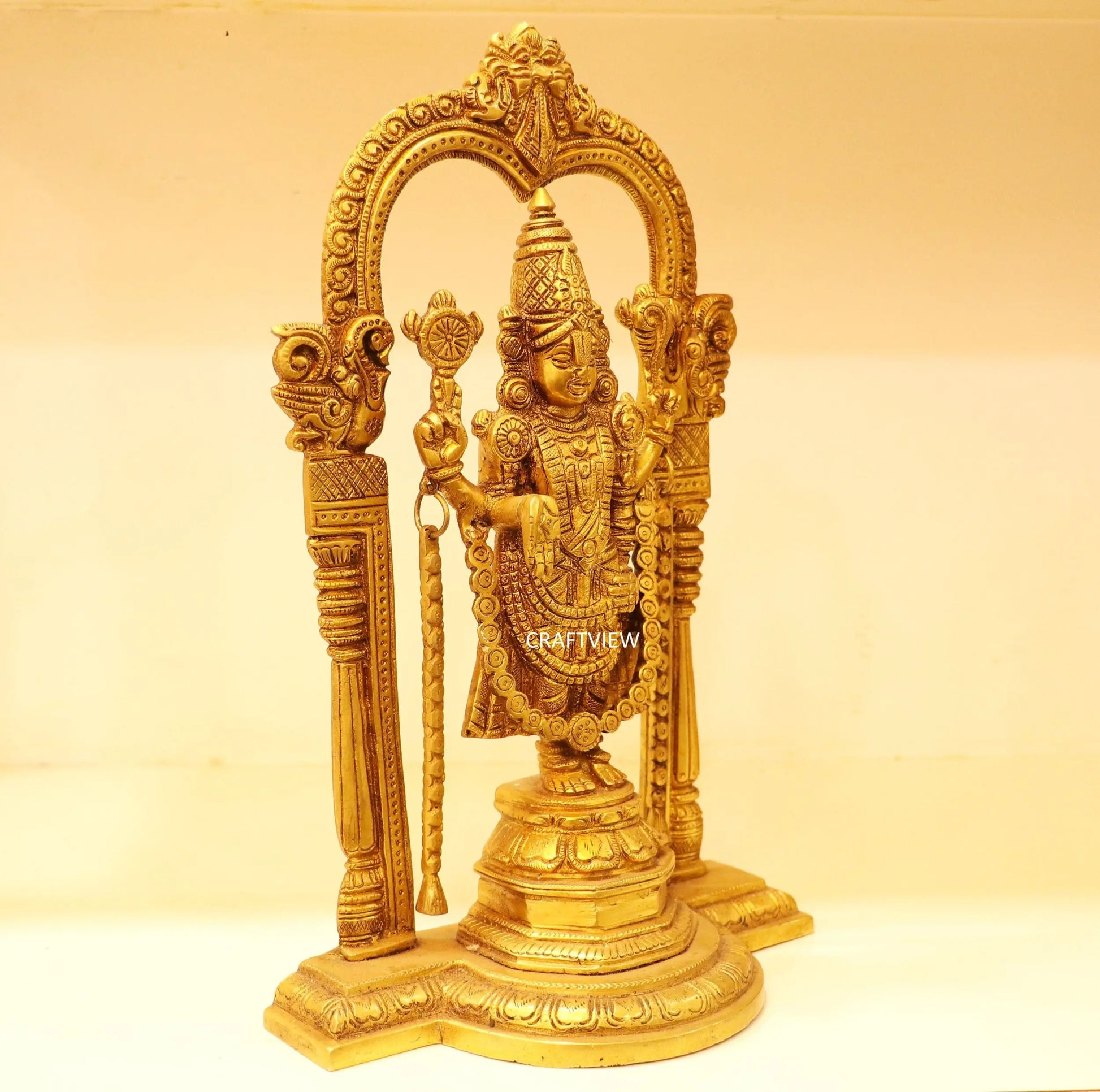 Brass Tirupati Balaji Venkateshwara Statue 13" Craftsview