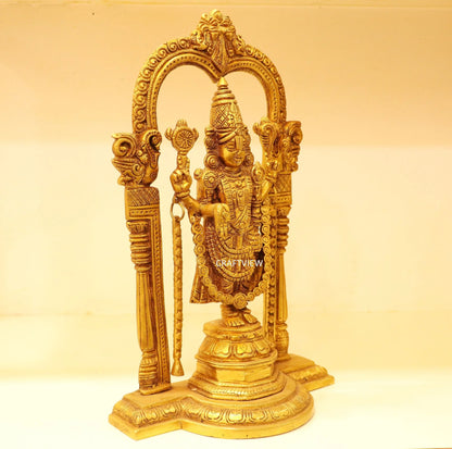 Brass Tirupati Balaji Venkateshwara Statue 13" Craftsview