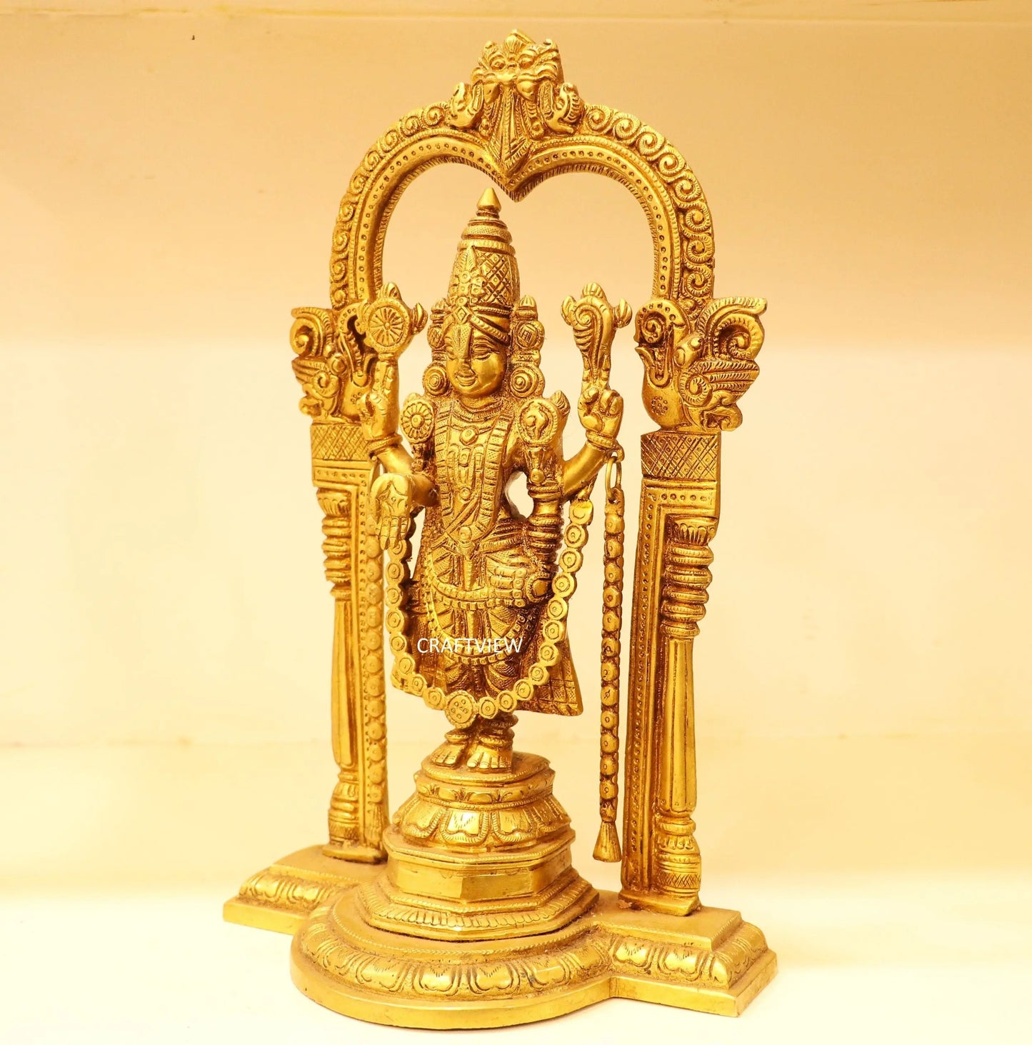 Brass Tirupati Balaji Venkateshwara Statue 13" Craftsview