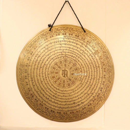 18''Eight Auspicious Symbol Healing Gong for Meditation in Bronze Craftsview