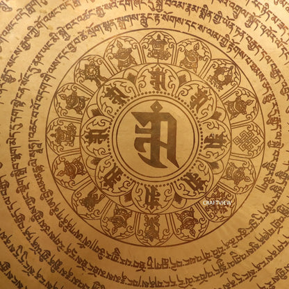 18''Eight Auspicious Symbol Healing Gong for Meditation in Bronze Craftsview