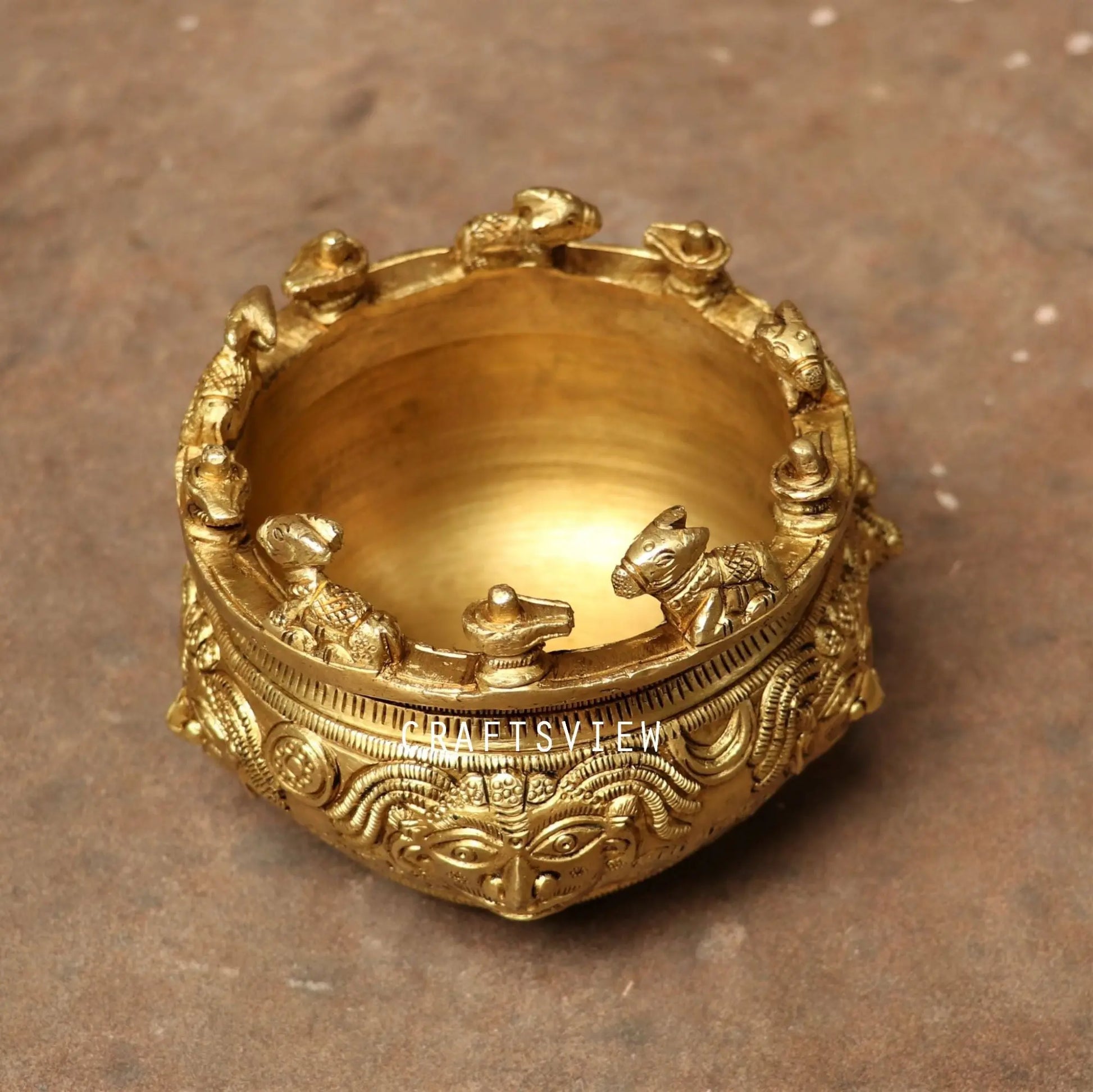 Bhunes Brass Nandhi Lota, Shiv Lingam, Holy Pooja Bowl craftsview