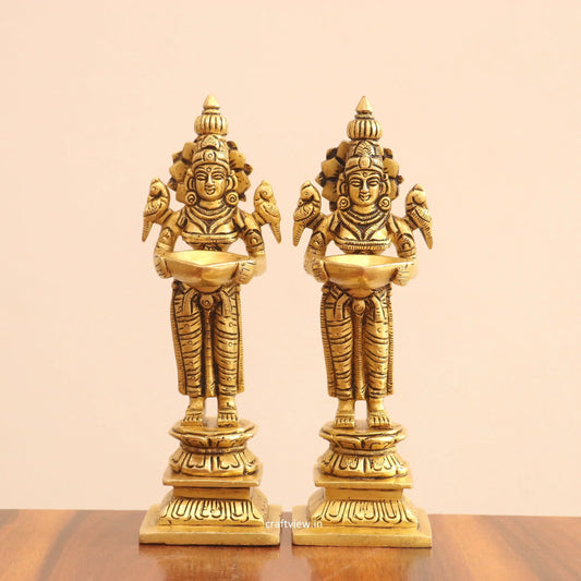 7.5" Superfine Brass Small Deep Lakshmi 2 Pcs Set Craftsview