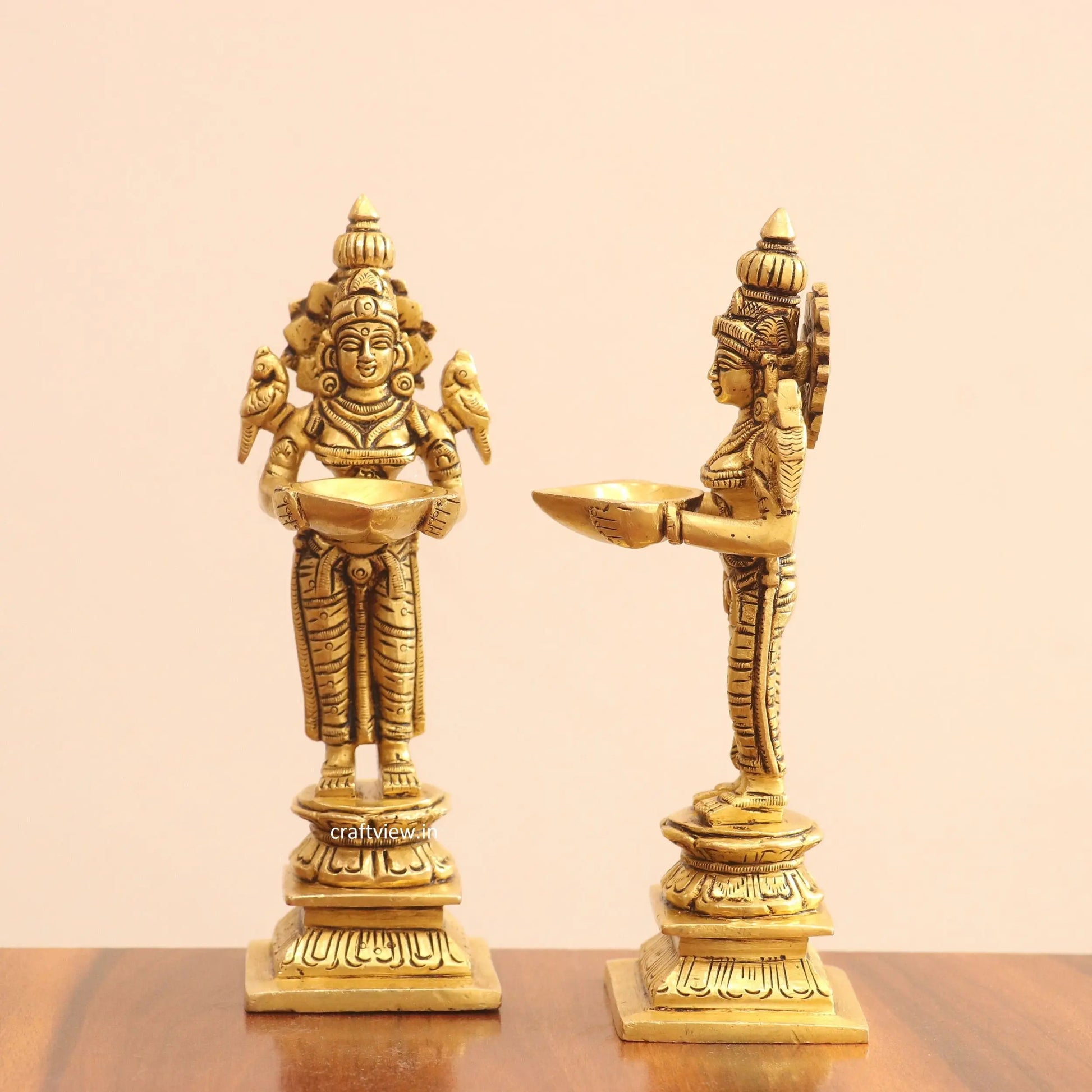 7.5" Superfine Brass Small Deep Lakshmi 2 Pcs Set Craftsview