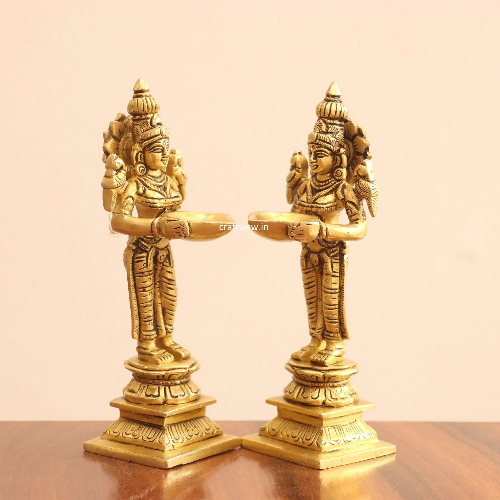 7.5" Superfine Brass Small Deep Lakshmi 2 Pcs Set Craftsview