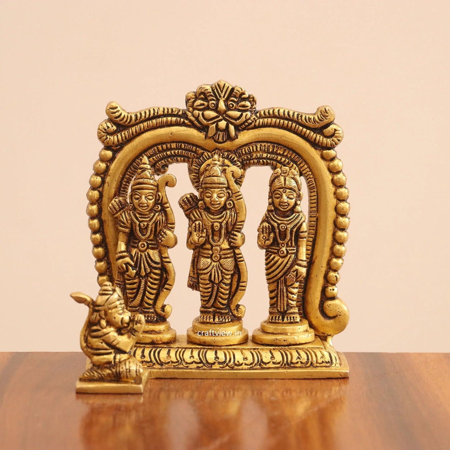 Small Superfine Brass Ram darbar Idol With Prabhavali craftsview