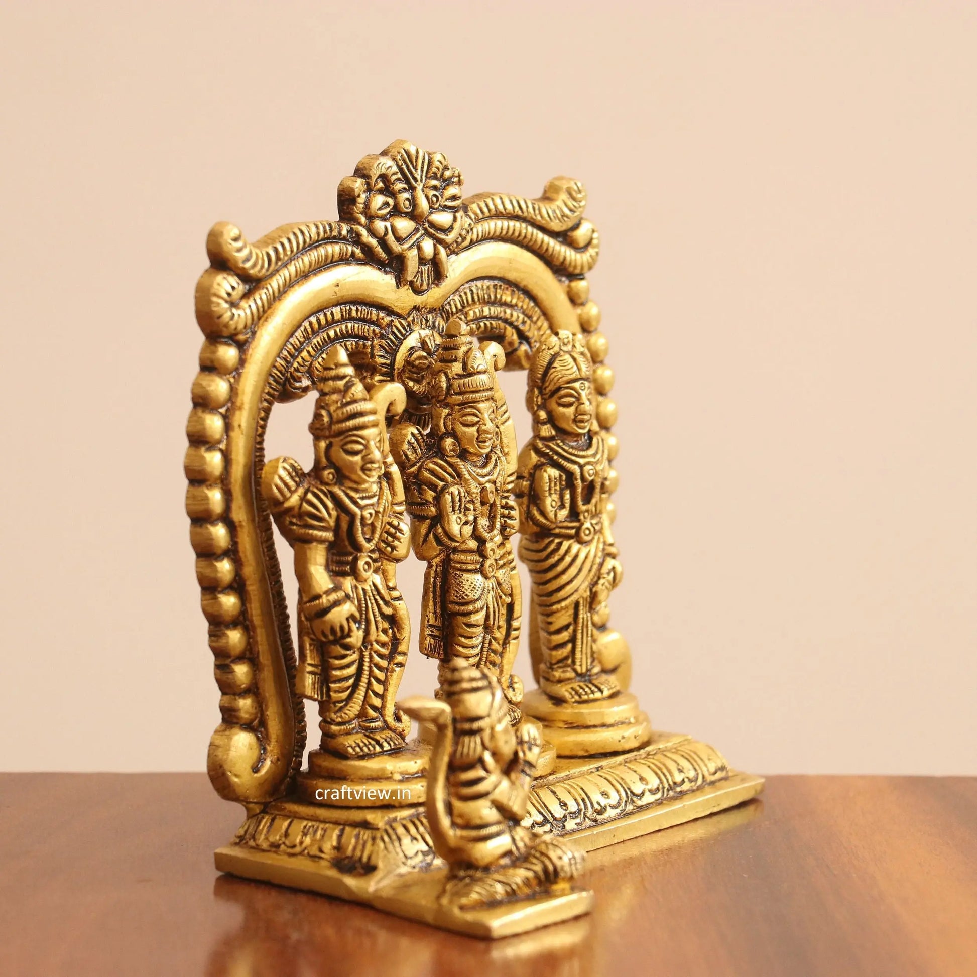 Small Superfine Brass Ram darbar Idol With Prabhavali craftsview